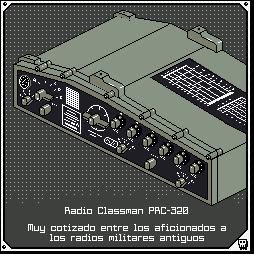 Archivo GIF donde aparece un pixelart de un radio transmisor Classman PRC-320